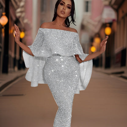 Shimmering A-Line Maxi Dress - Teri