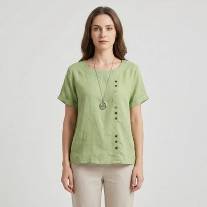 Short-Sleeve Button-Front Blouse - Mindy