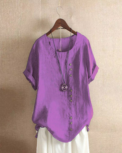 Short-Sleeve Button-Front Blouse - Mindy