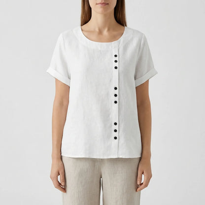 Short-Sleeve Button-Front Blouse - Mindy