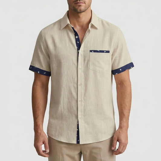 Short-Sleeve Contrast Trim Shirt - Warren