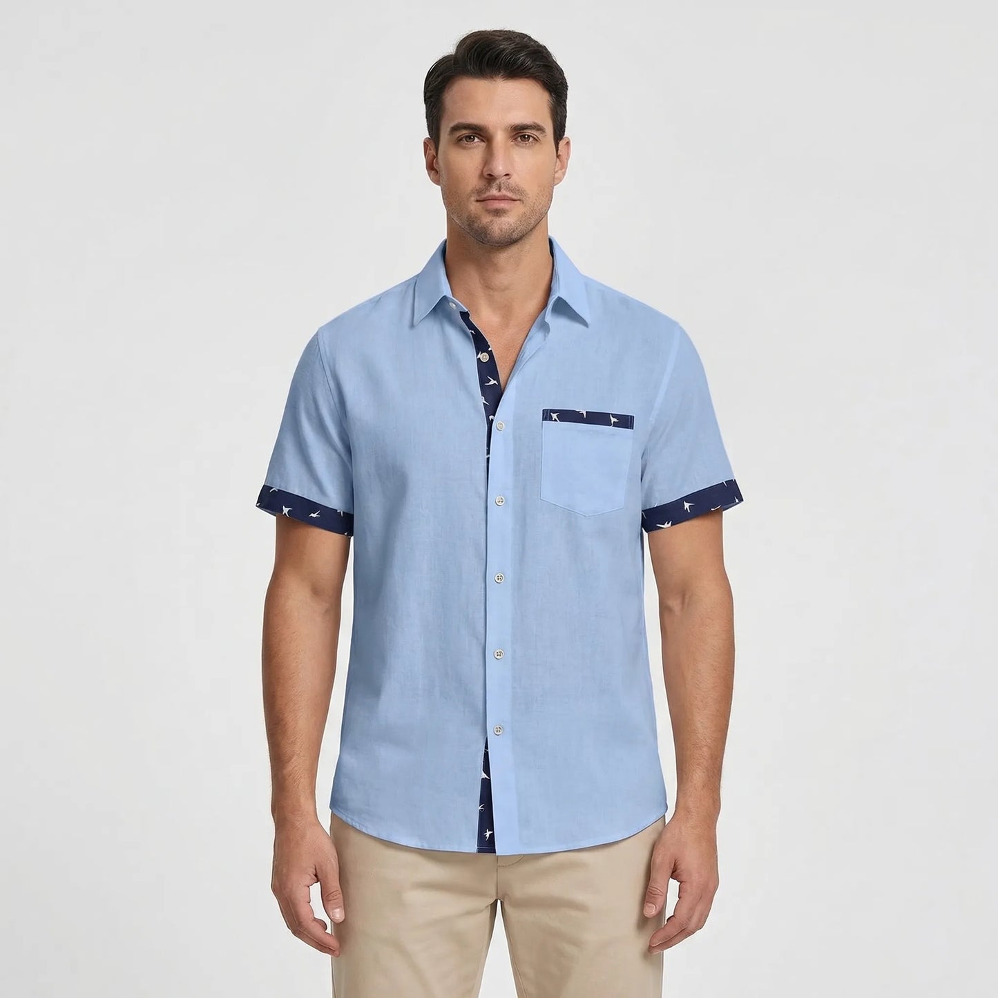 Short-Sleeve Contrast Trim Shirt - Warren