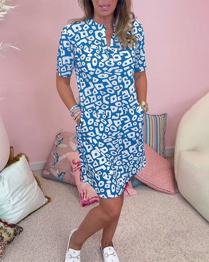 Short-Sleeve Dress With All-Over Graphic Print - Melba