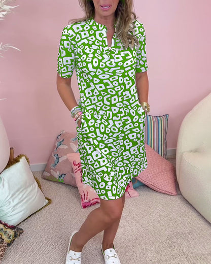 Short-Sleeve Dress With All-Over Graphic Print - Melba