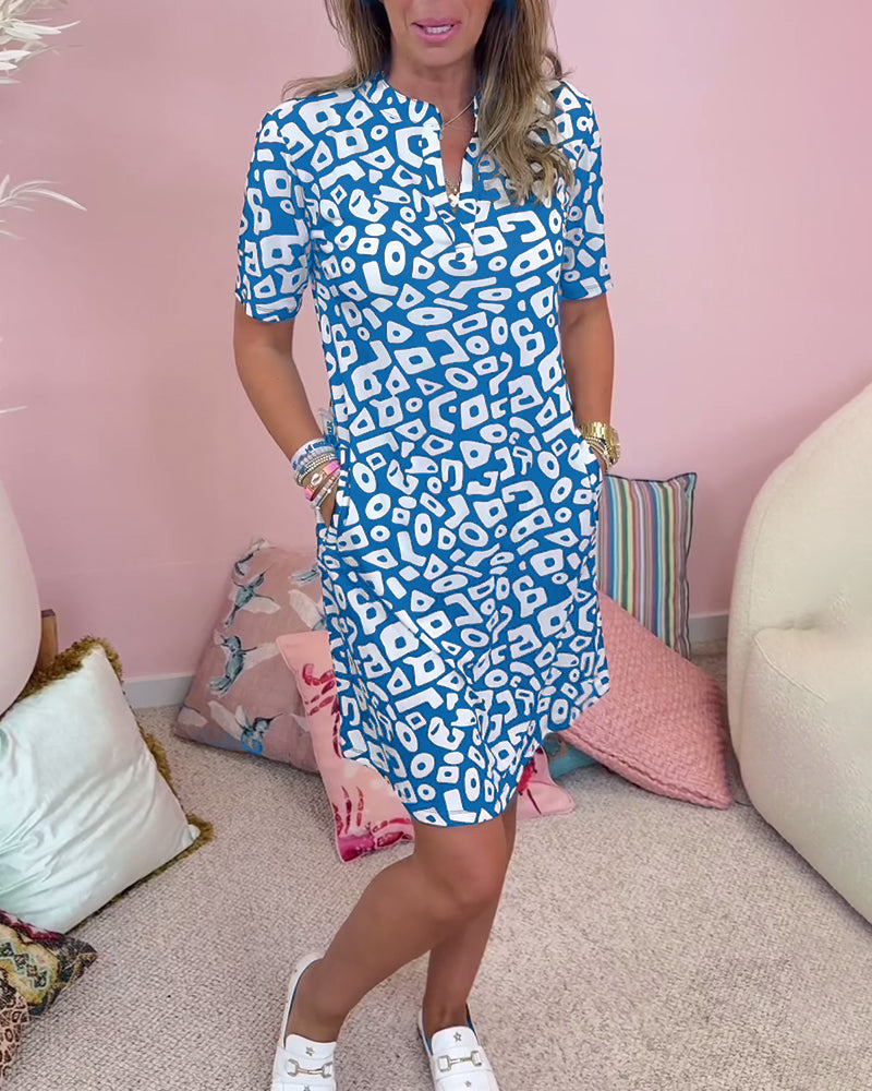 Short-Sleeve Dress With All-Over Graphic Print - Melba