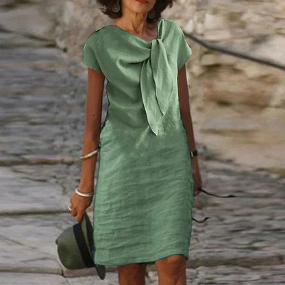 Short-Sleeve Dress With Bow Detail - Regina