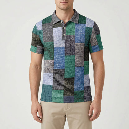 Short-Sleeve Patterned Polo Shirt - Caspar