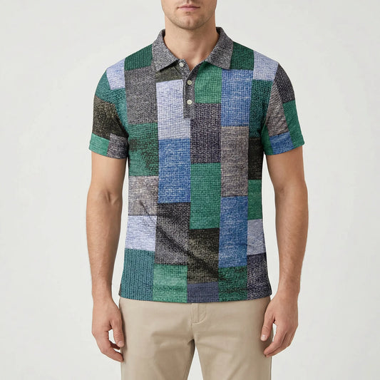 Short-Sleeve Patterned Polo Shirt - Caspar