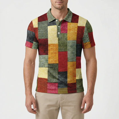 Short-Sleeve Patterned Polo Shirt - Caspar