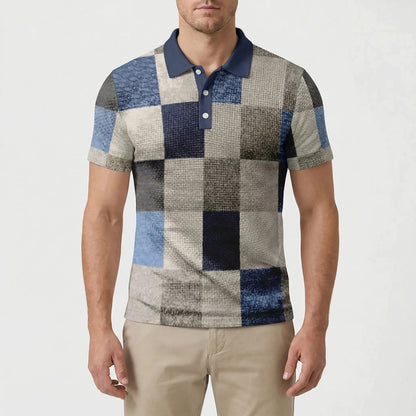 Short-Sleeve Patterned Polo Shirt - Caspar