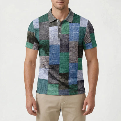 Short-Sleeve Patterned Polo Shirt - Caspar