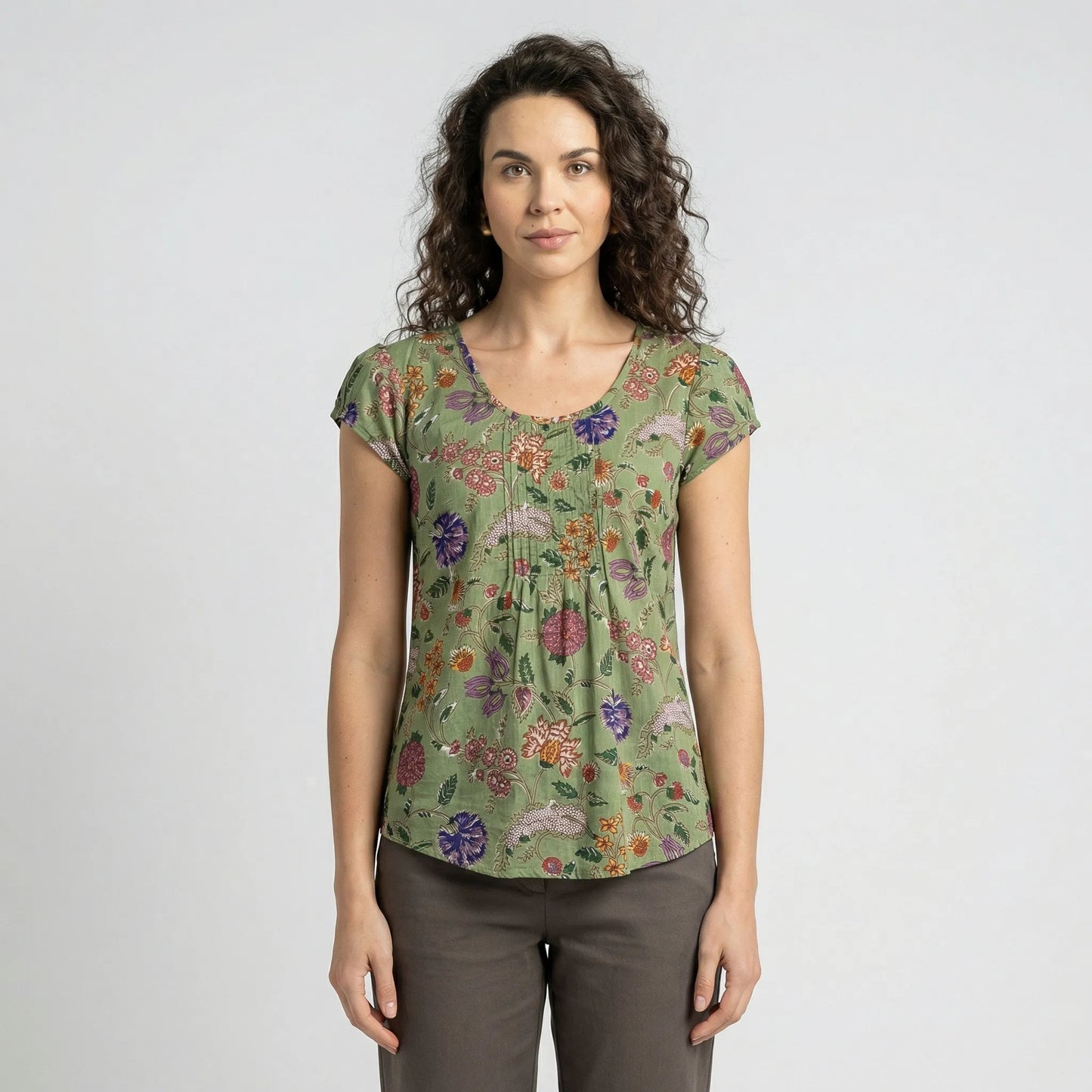 Short-Sleeve Pleated Top - Leana