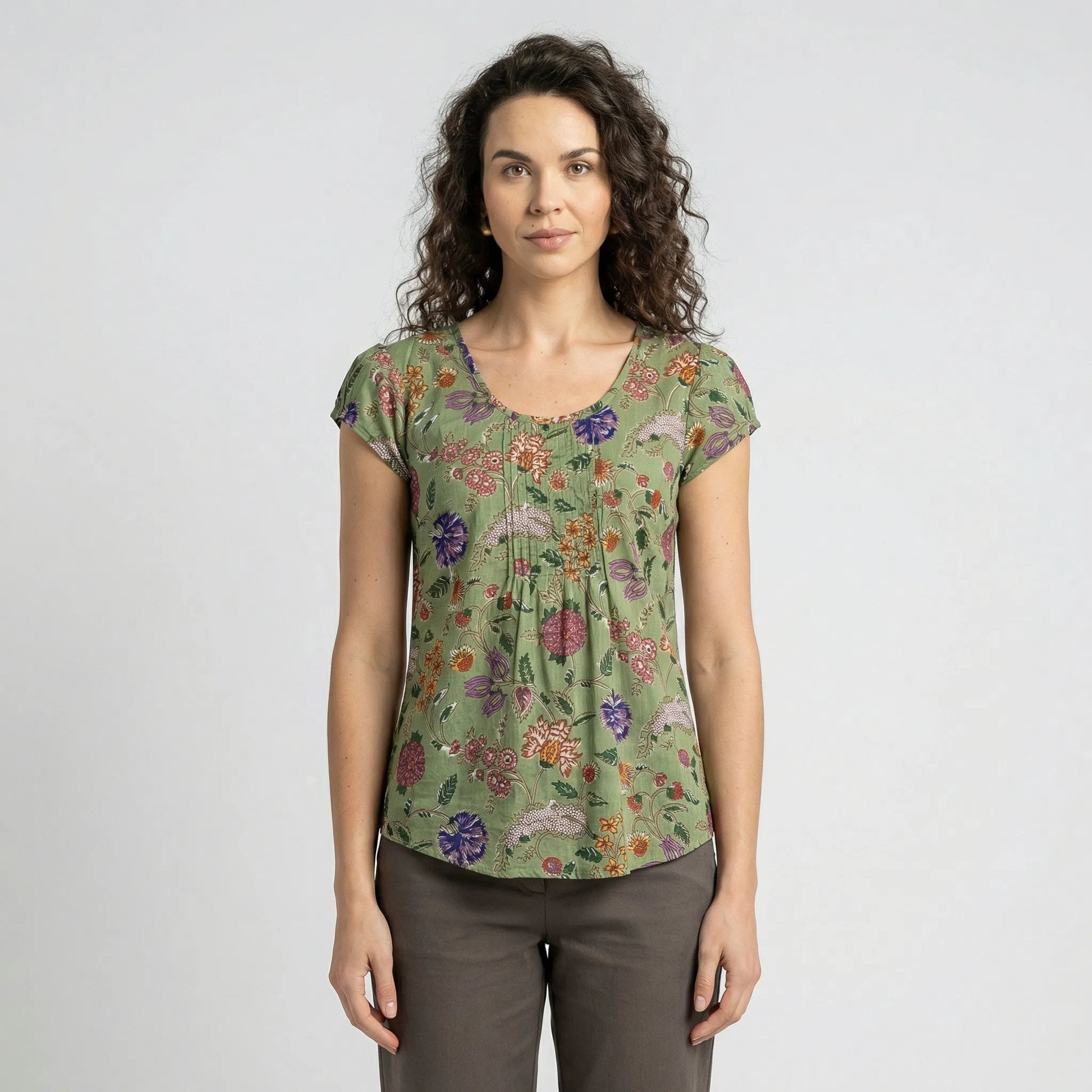 Short-Sleeve Pleated Top - Leana