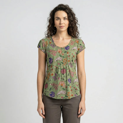Short-Sleeve Pleated Top - Leana