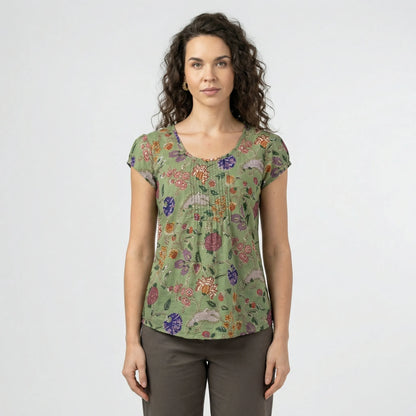 Short-Sleeve Pleated Top - Leana