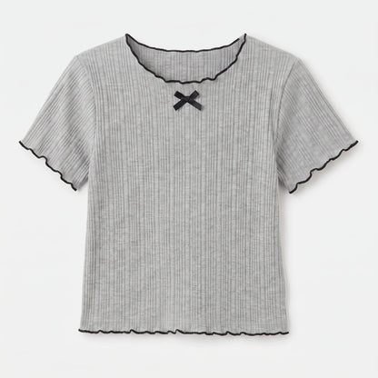 Short-Sleeve Ribbed Children's Top - Ribbony