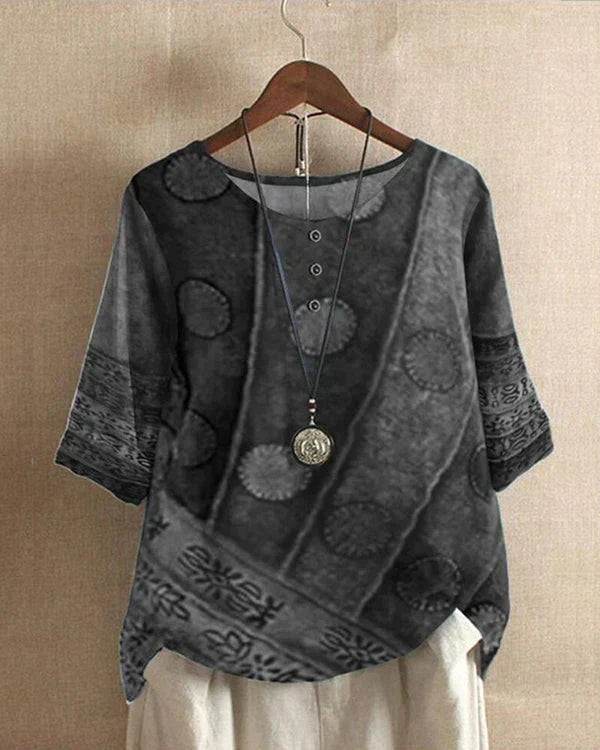 Short-Sleeve Top With Colourful Ethnic Pattern - Sophie