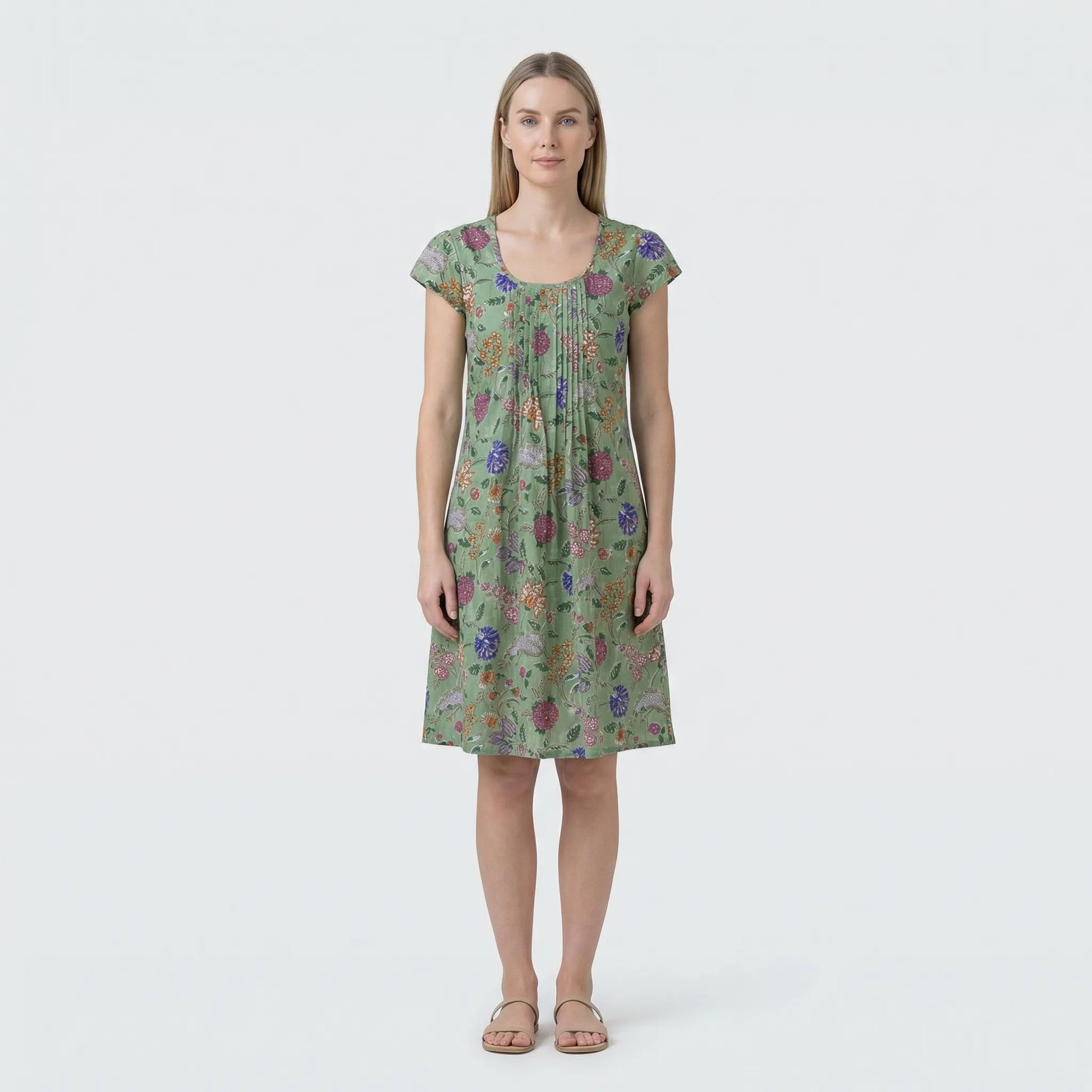 Short-Sleeved A-Line Dress - Amina