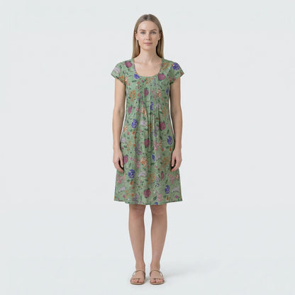 Short-Sleeved A-Line Dress - Amina