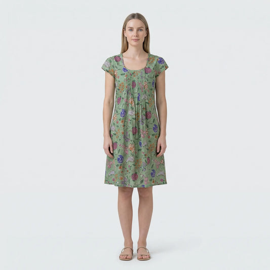 Short-Sleeved A-Line Dress - Amina