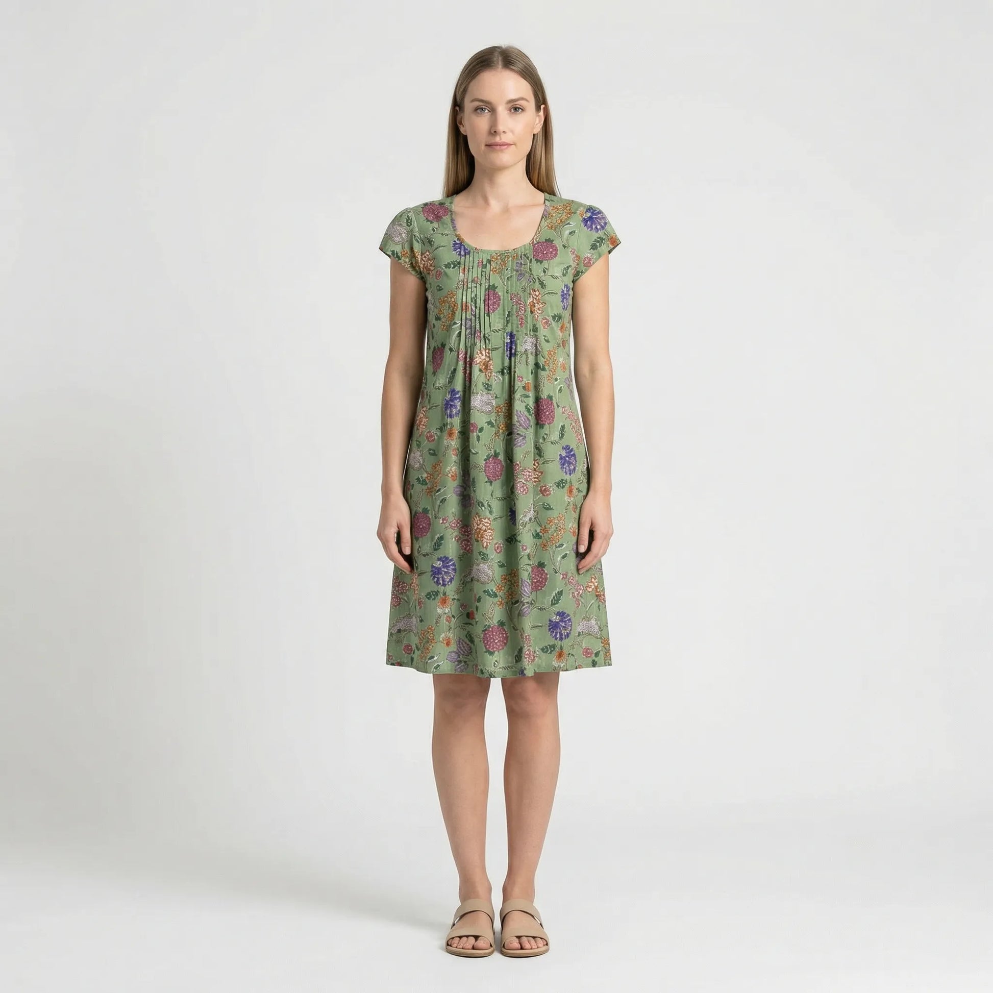 Short-Sleeved A-Line Dress - Amina
