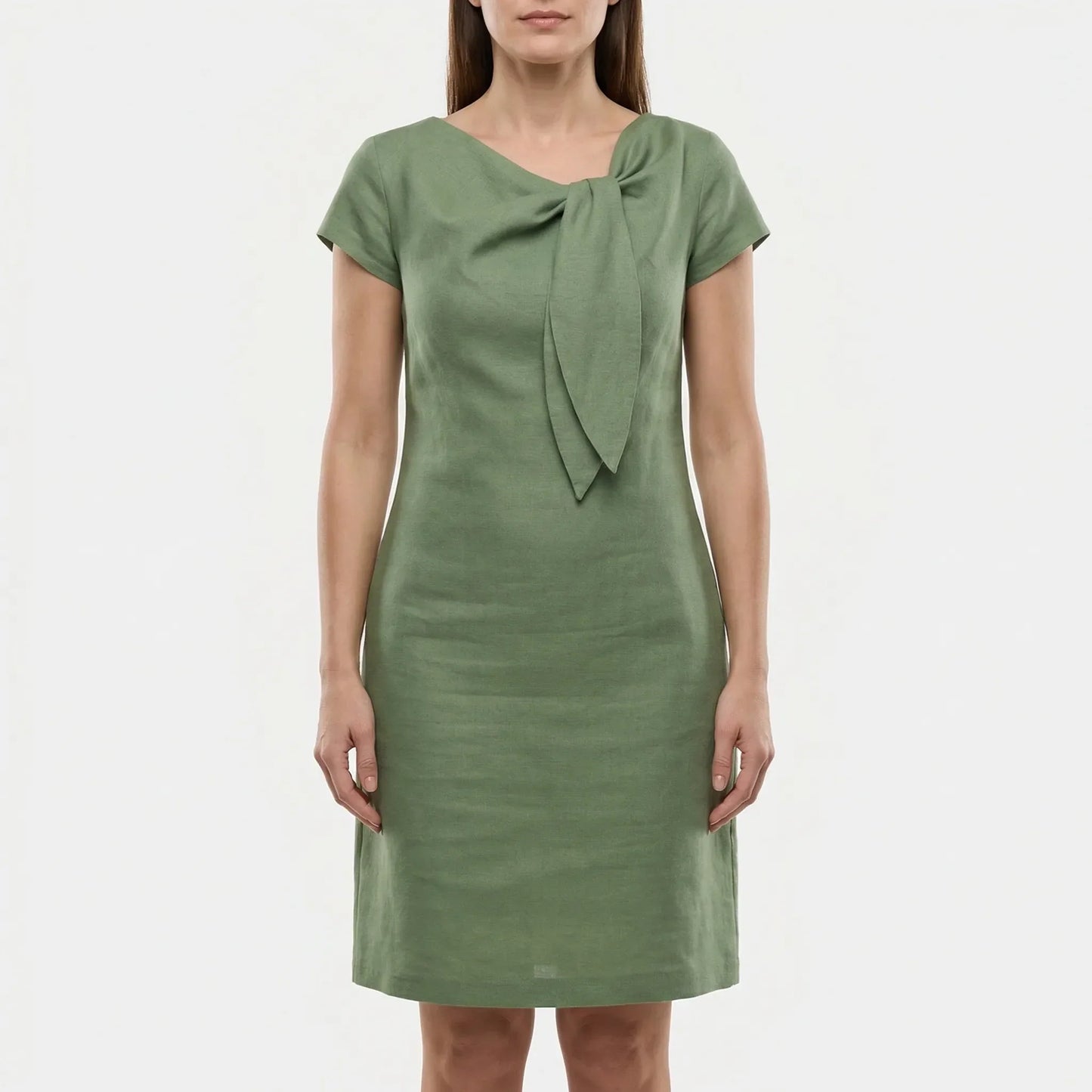 Short Sleeve Bow Detail Shift Dress - Susan