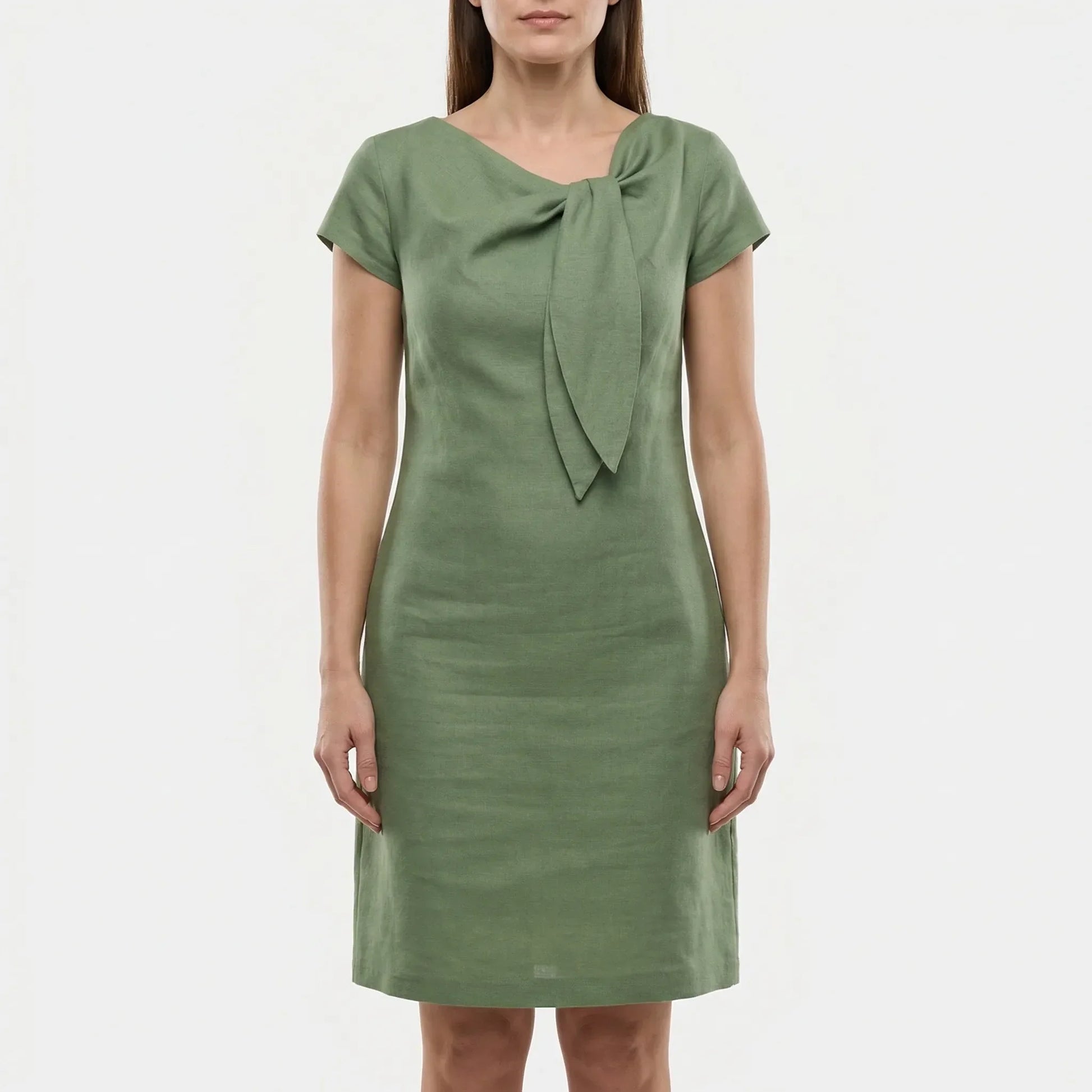 Short Sleeve Bow Detail Shift Dress - Susan