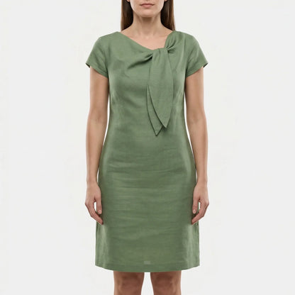 Short Sleeve Bow Detail Shift Dress - Susan