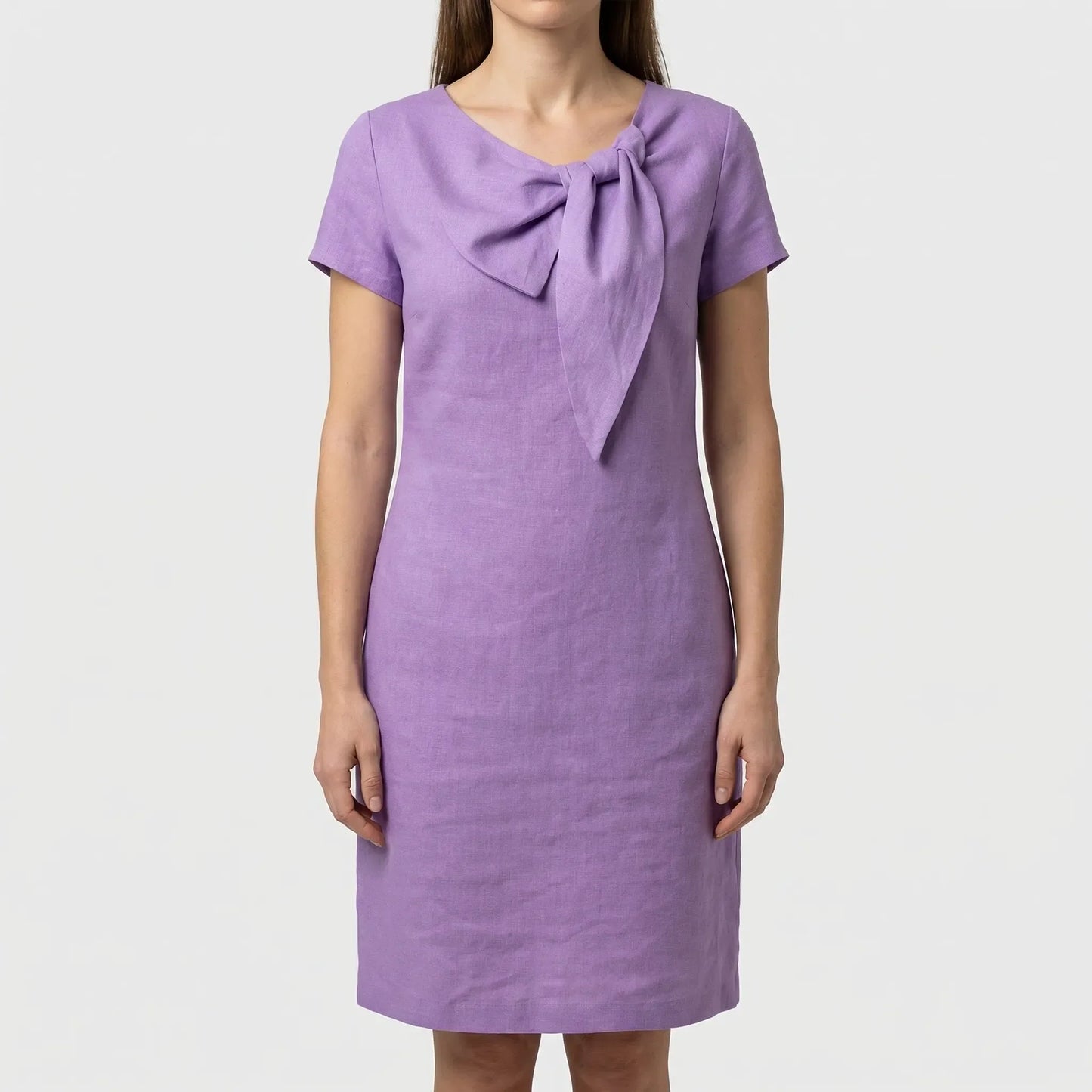 Short Sleeve Bow Detail Shift Dress - Susan