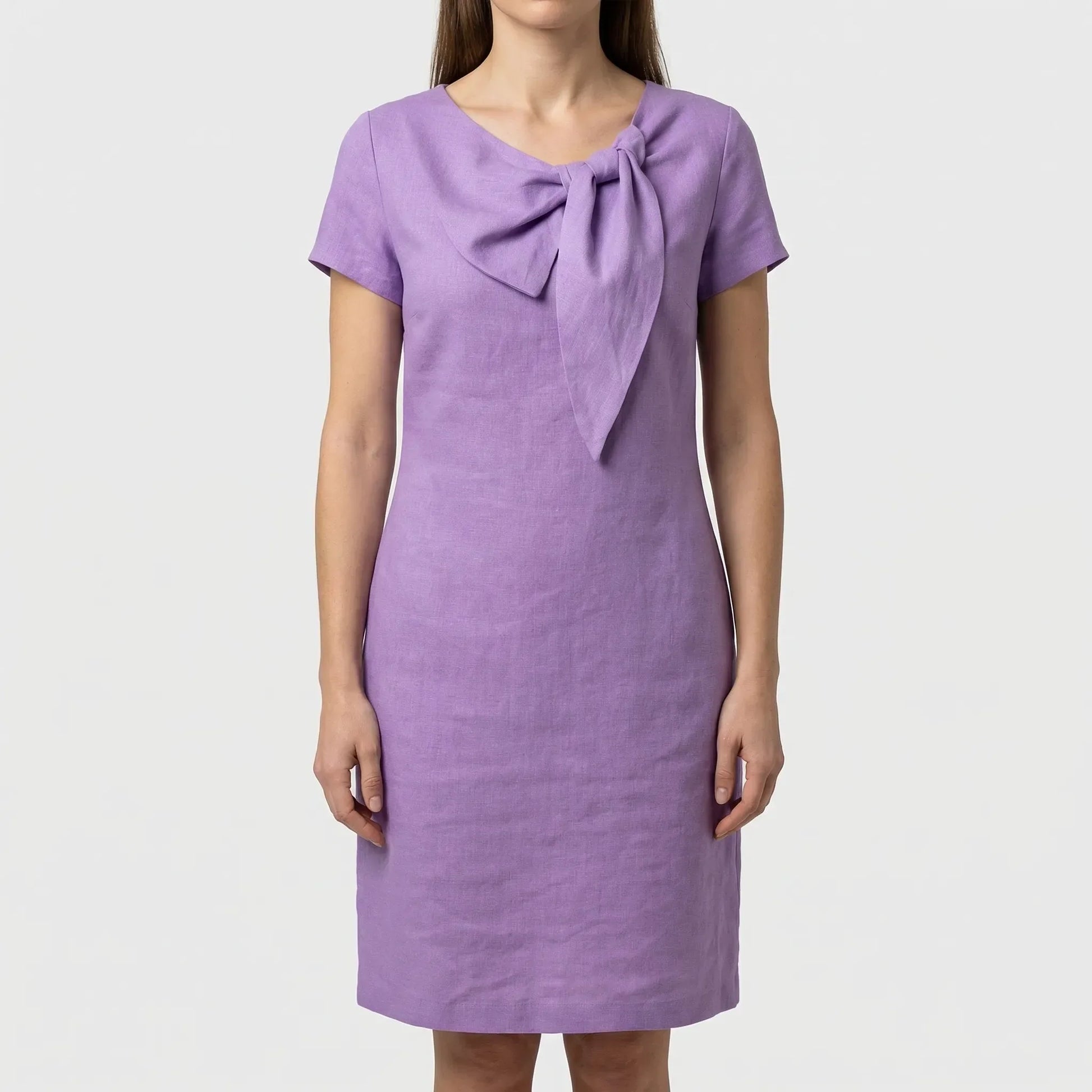 Short Sleeve Bow Detail Shift Dress - Susan