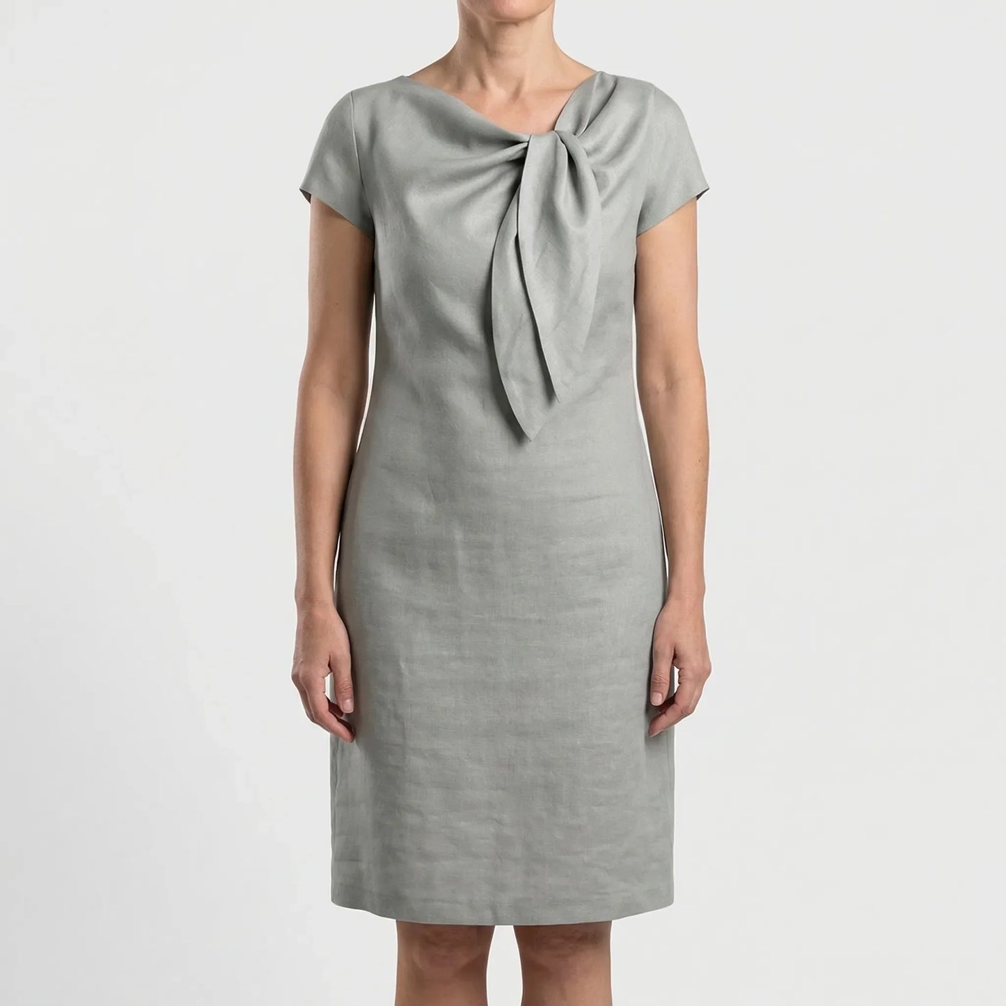 Short Sleeve Bow Detail Shift Dress - Susan