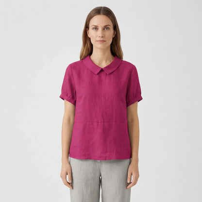 Short Sleeve Collared Women's Top - Maria