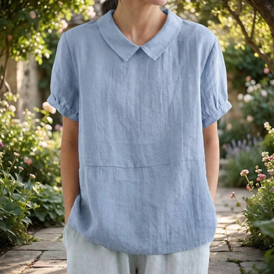 Short Sleeve Collared Women's Top - Maria