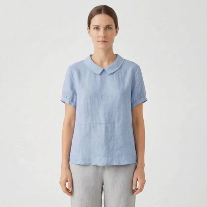 Short Sleeve Collared Women's Top - Maria