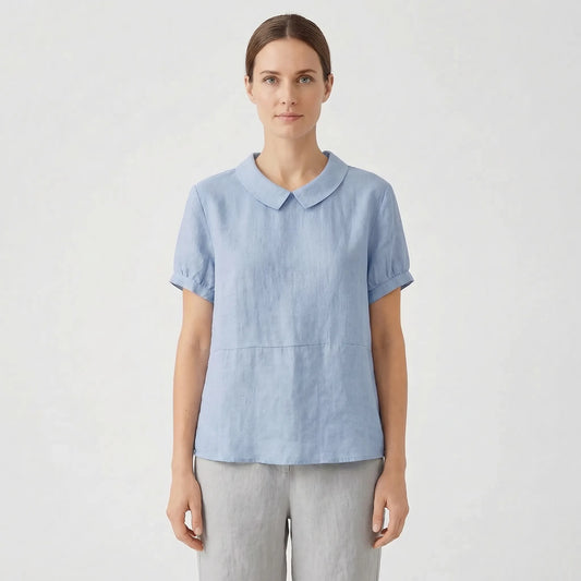 Short Sleeve Collared Women's Top - Maria