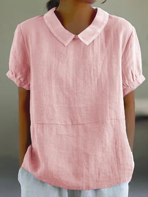Short Sleeve Collared Women's Top - Maria