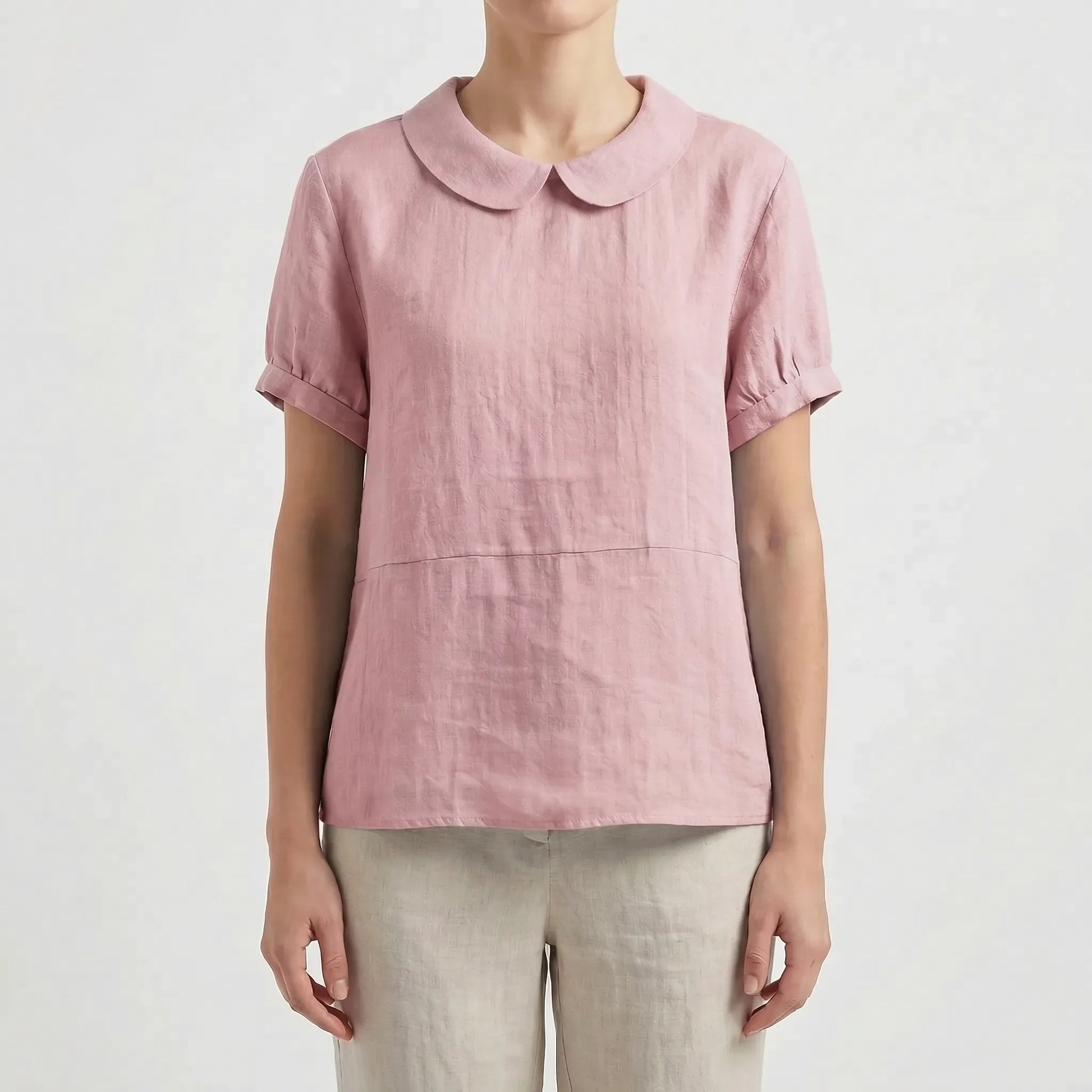 Short Sleeve Collared Women's Top - Maria