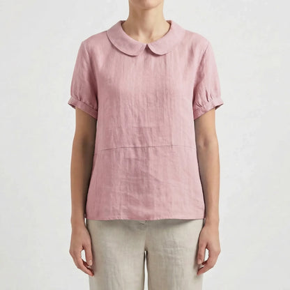 Short Sleeve Collared Women's Top - Maria