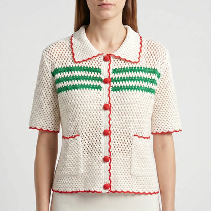 Short Sleeve Knitted Cardigan -  Penny