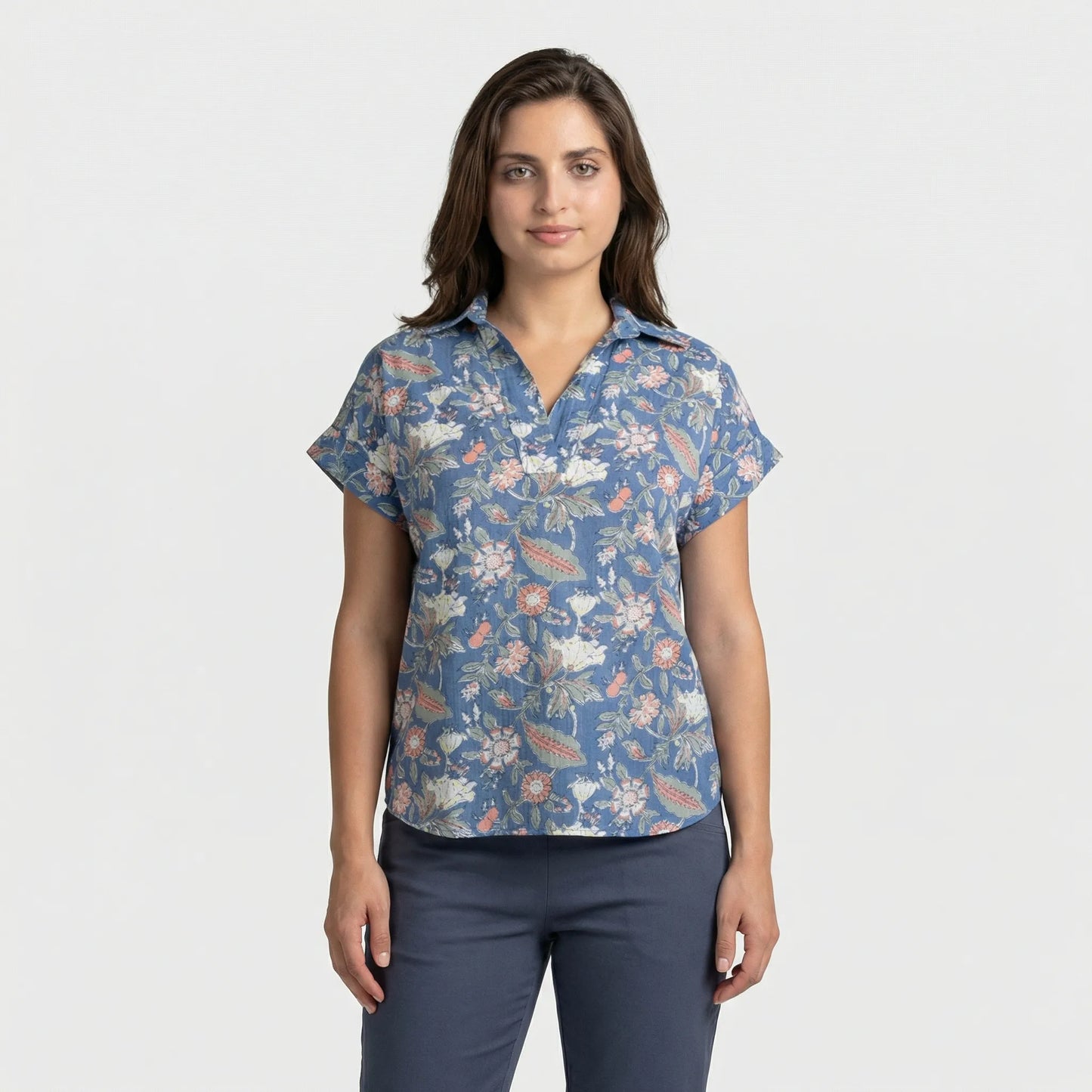 Short Sleeve V Neck Blouse Womens - Xenia