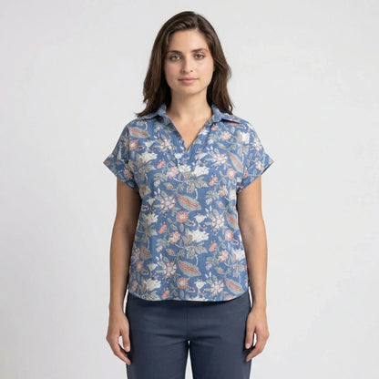 Short Sleeve V Neck Blouse Womens - Xenia