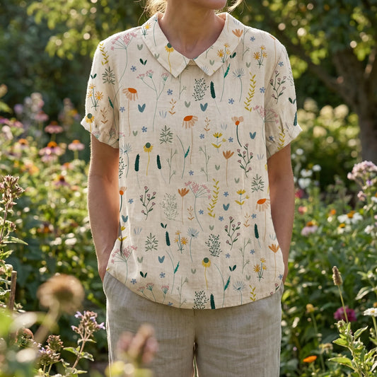 Short Sleeve Wildflower Print Blouse - Mable