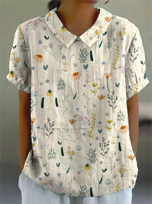 Short Sleeve Wildflower Print Blouse - Mable