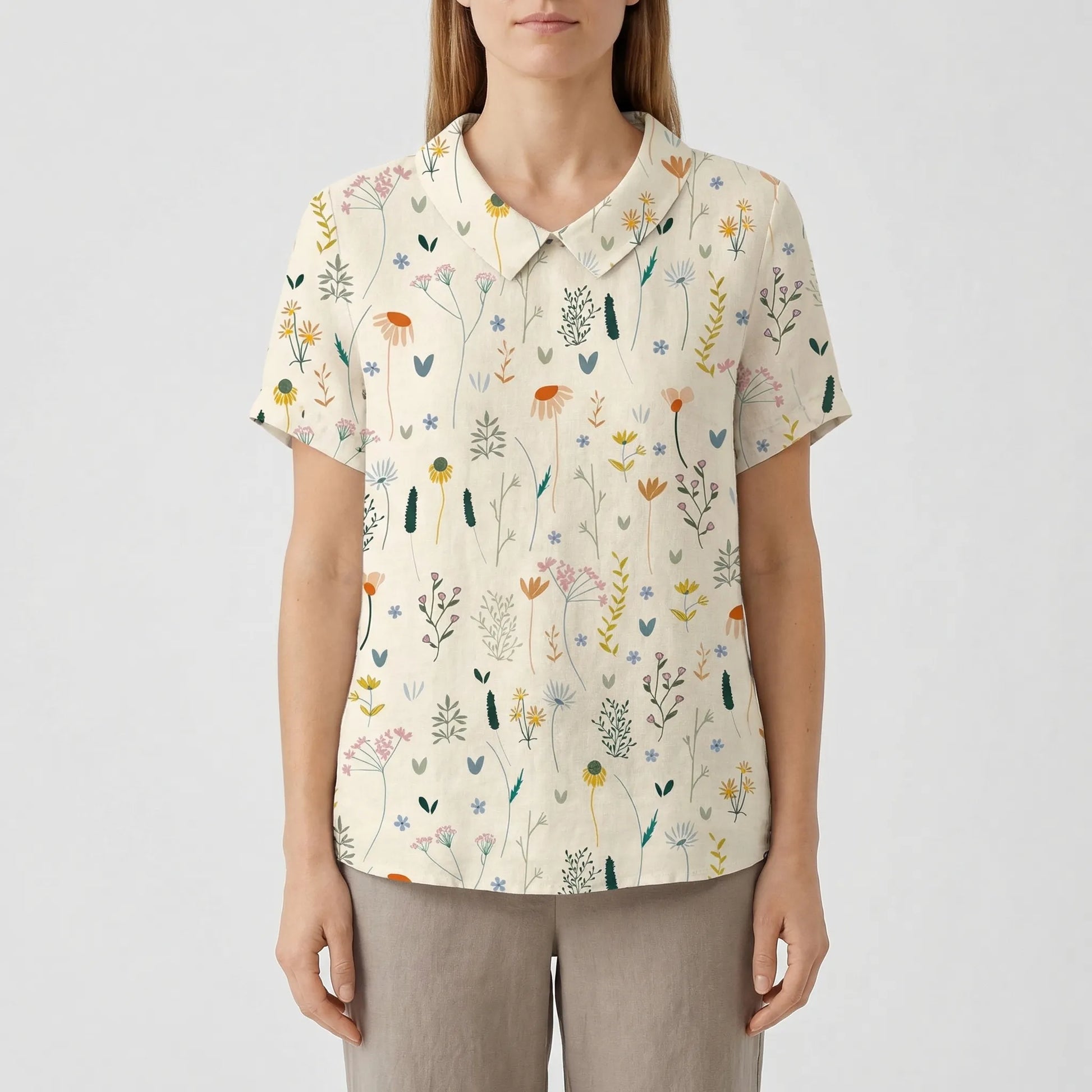 Short Sleeve Wildflower Print Blouse - Mable