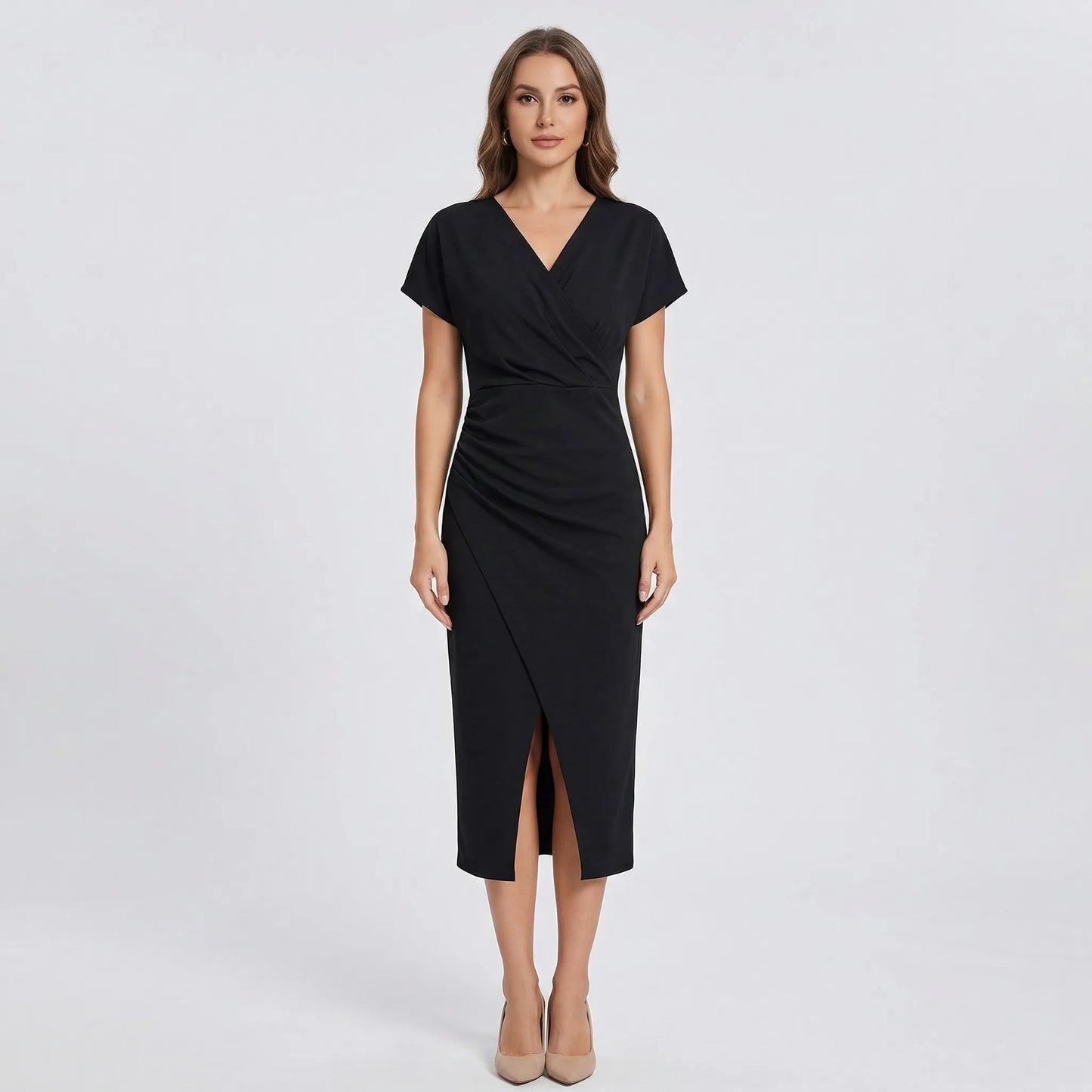Side-Split Bodycon Midi Dress - Connie