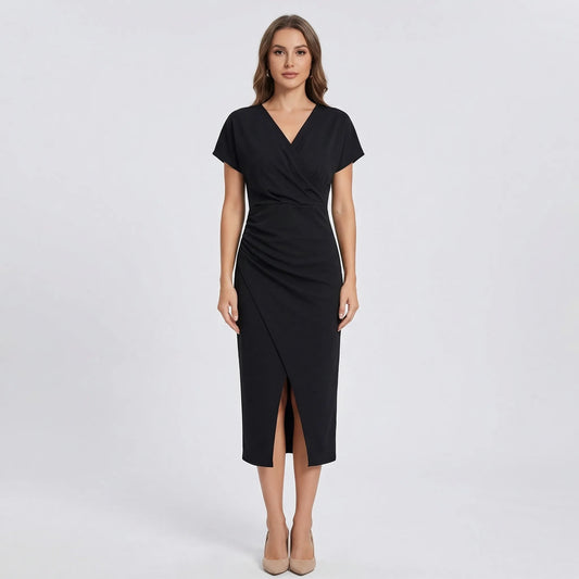 Side-Split Bodycon Midi Dress - Connie