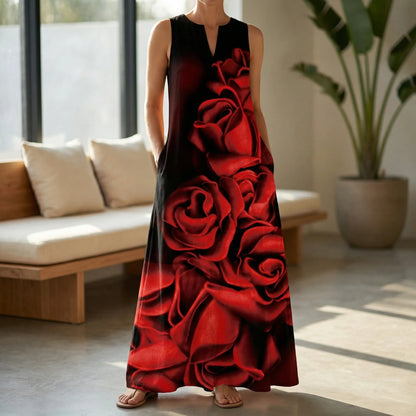 Sleeveless Dress With Fitted Bodice - Rosa