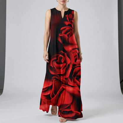 Sleeveless Dress With Fitted Bodice - Rosa