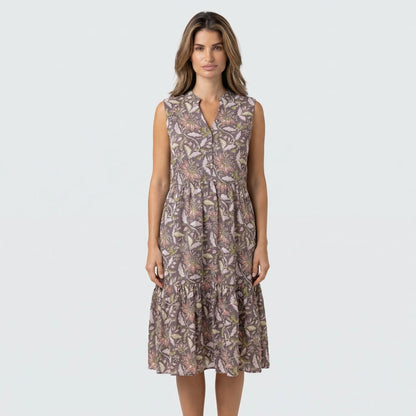 Sleeveless Floral Midi Dress With A Tiered Skirt - Dana