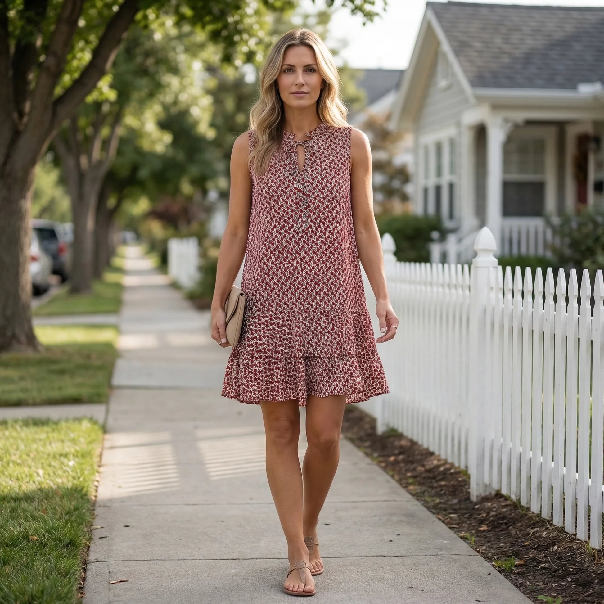 Sleeveless Knee-Length Printed Dress - Ana